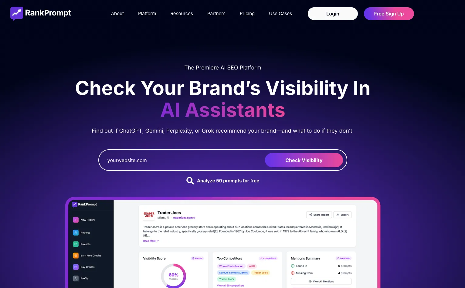 RankPrompt AI Visibility Tracking Platform